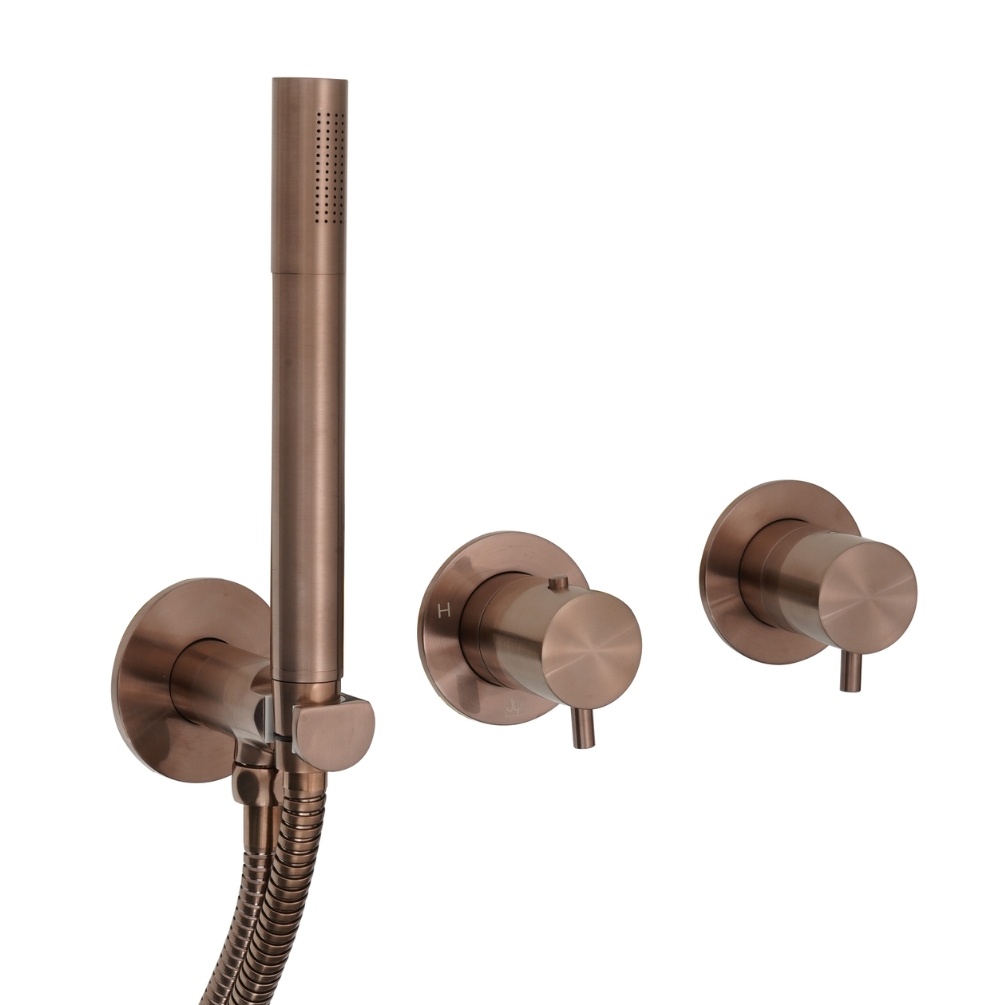 Product Cut out image of the JTP Vos Brushed Bronze Concealed 2 Outlet Shower Valve & Handset